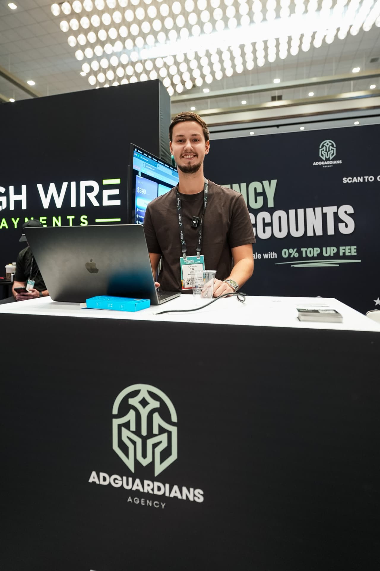 Ad Guardians booth with 0% ad spend fee messaging
